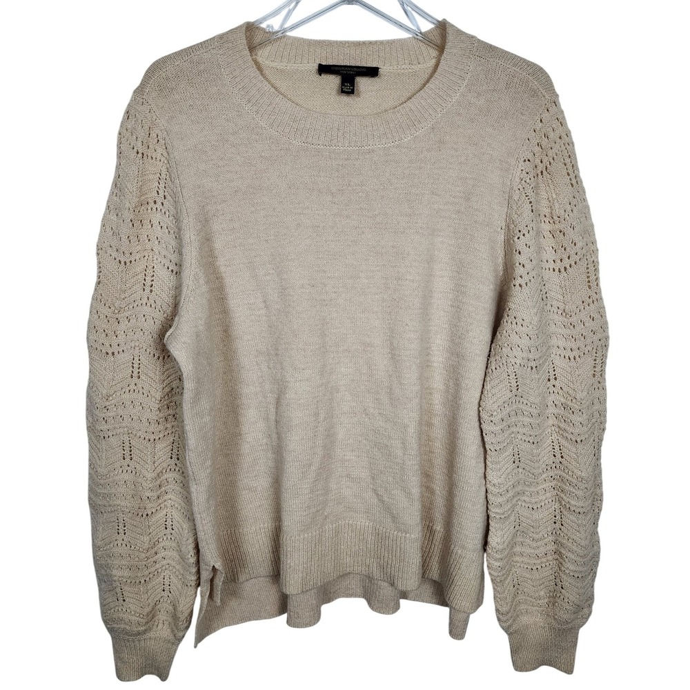 Christian Siriano New York Women's Sweater XL Beige Long Sleeve Knit‎ Pullover